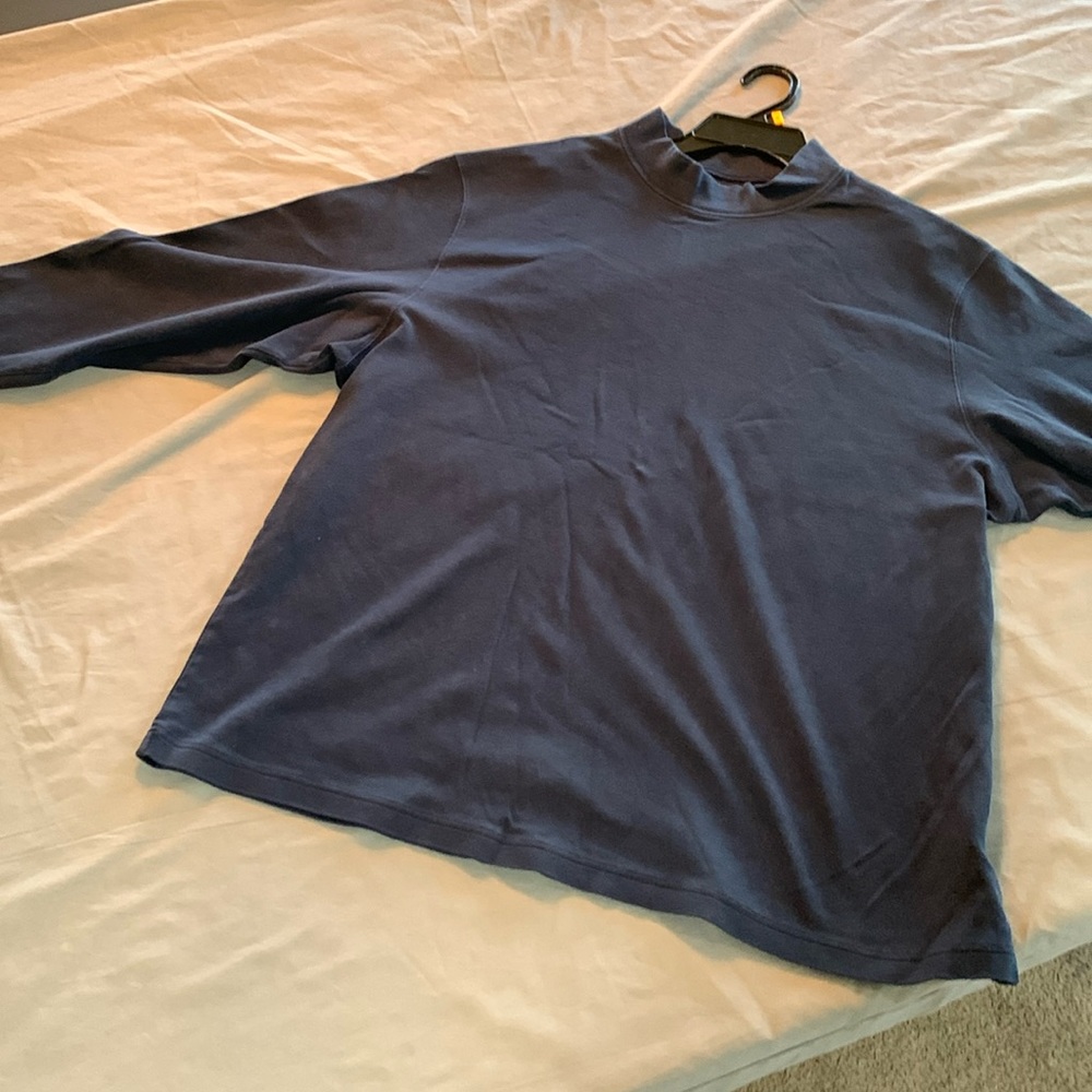 Roundtree Yorke Seamless Mock Neck Pullover Shirt XXL Dark Blue 100% Cotton